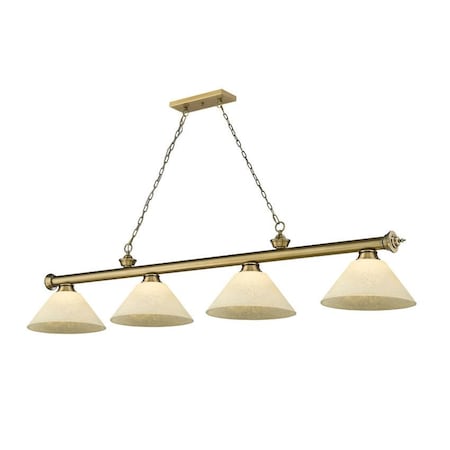 Z-Lite Cordon 4 Light Billiard, Rubbed Brass & Golden Mottle 2306-4RB-AGM14